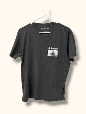 Ariat T-Shirt Mens L American Flag Graphic Short Sleeve Black Cotton Blend